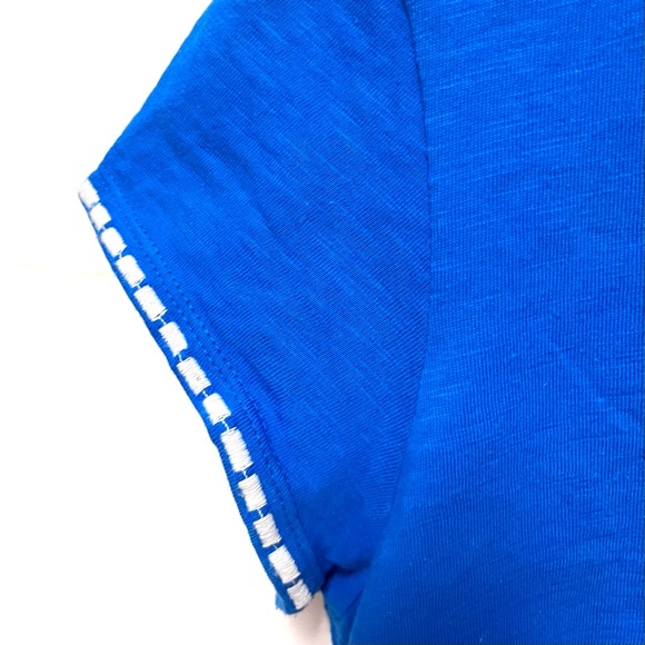 Boden Peggy Jersey Embroidered Cotton Knit T-shirt Dress Size 6 Split Neck Blue - Picture 5 of 12